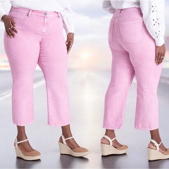 Lane Bryant Pink Signature Fit Straight Crop Jean Size 20 - Picture 1 of 11